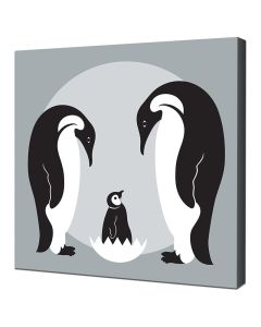Picture of a penguin family on canvas